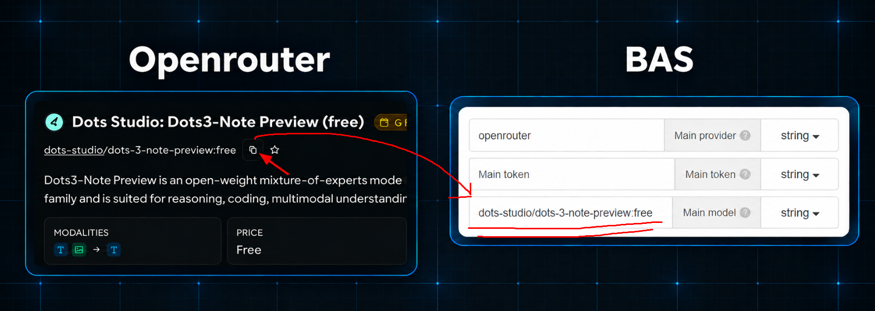 Как перенести модель из OpenRouter в BAS