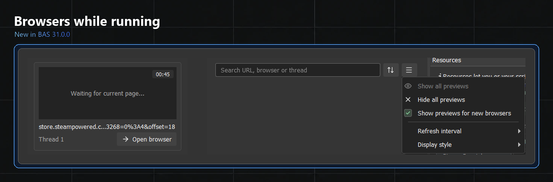 Browsers while running